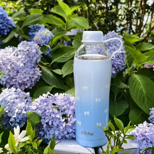 Miniatura 3 de Bow - Botella de agua aislada para mujeres, botellas de agua de acero inoxidable de 18 oz, de doble pared, 2 tapas (para beber y vaso) - Hidrata