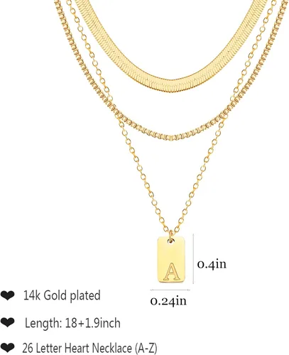 Miniatura 6 de YANCHUN Collares con inicial en capas para mujer, collar con dije de letra apilable, delicado collar de oro para mujer, cosas de moda, gargantilla