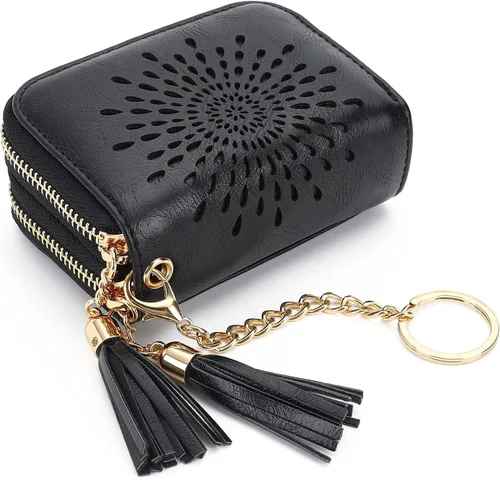 Miniatura 27 de APHISON RFID - Porta tarjeta de crédito con llavero, cartera pequeña con cremallera para mujer, Moderno