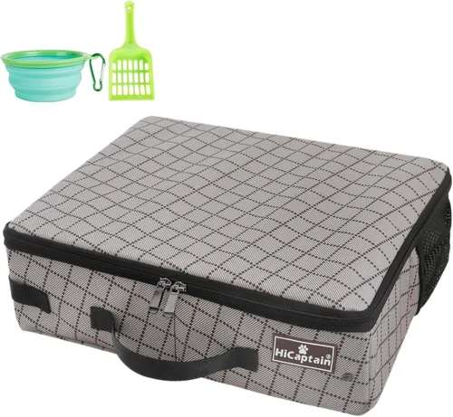 Miniatura 11 de HiCaptain Caja de arena portátil de viaje, caja de arena plegable para gatos con tapa y asa, transportador de arena plegable ligero estándar