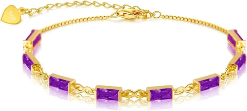 Miniatura 11 de Pulsera de eslabones de oro de 18 quilates para mujer, pulsera de tenis con circonita cúbica 5A, hipoalergénica, plata de ley 925 hipoalergénica