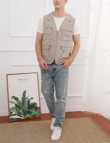 Miniatura 3 de Gihuo - chaleco de pesca para hombre, para viajar, ir de safari o practicar tiro, con bolsillos.