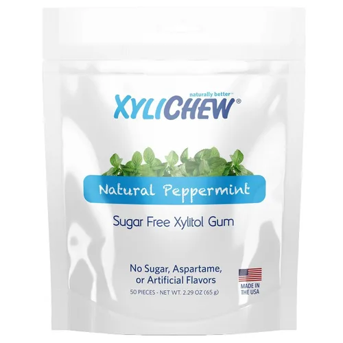 Xylichew Goma de mascar 100% xilitol sin OMG, sin aspartamo, sin gluten y sin azúcar, cuidado bucal natural, alivia el mal aliento y la boca seca,