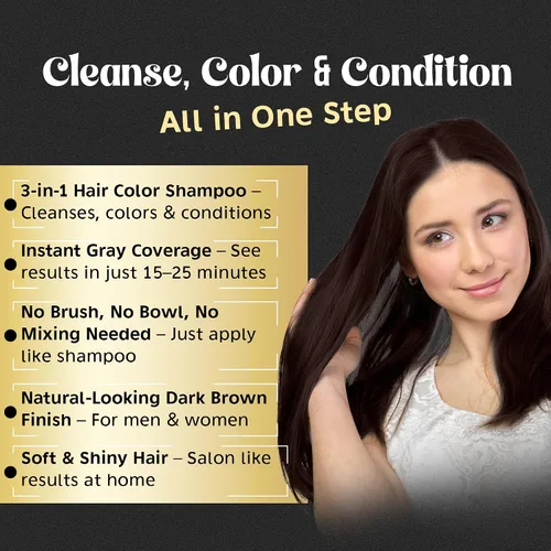 Miniatura 2 de Herbishh Champú de color para el cabello para cobertura de canas, champú de tinte para el cabello con máscara de aceite de argán, tamaño de viaje