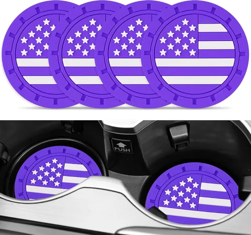 Miniatura 12 de JUSTTOP Posavasos para Portavasos de Automóvil, Bandera Americana Antideslizante Inserto Posavasos de Coche, Accesorios para el Interior del Negro