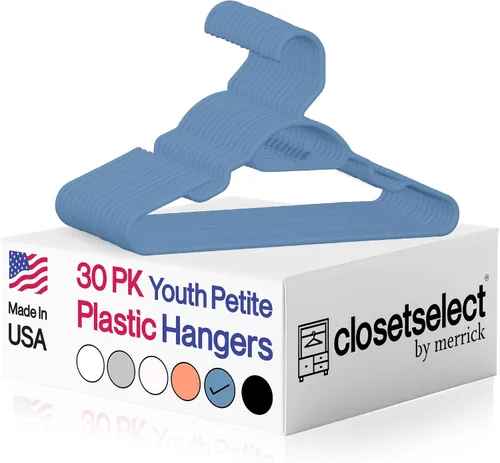 Miniatura 10 de Closetselect Perchas juveniles de plástico para niños pequeños y niños de 13 pulgadas, ganchos para armario, perchas para ropa infantil, tamaños 4 a
