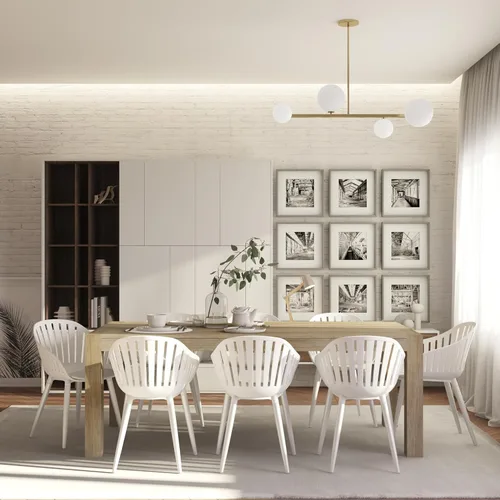 Miniatura 2 de Midtown Concept Vichy - Juego de mesa rectangular para patio, 9 piezas, madera de eucalipto, ideal para interiores, color marrón