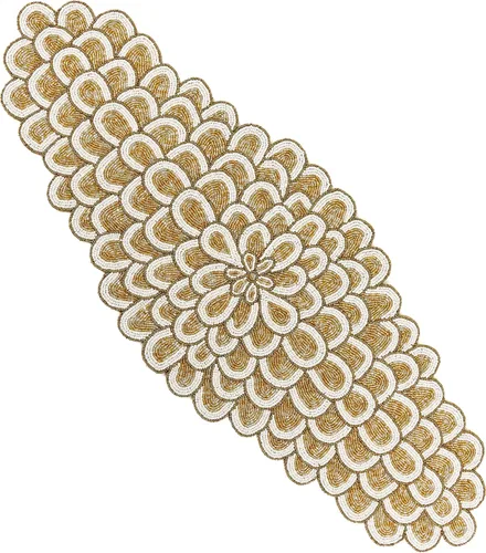 Miniatura 22 de Camino de mesa con cuentas de 13 x 36 pulgadas, elegante centro de mesa de comedor con cuentas de vidrio y parte trasera de poliéster, camino Oro