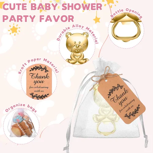 Miniatura 3 de CHENGU Abridores de Botellas Pop para Baby Shower, Recuerdos de Regreso para Invitados, Decoraciones de Abridor de Botellas y Souvenirs con Bolsas