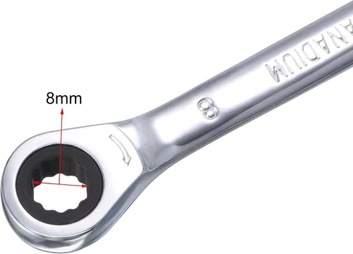Miniatura 3 de uxcell Llave de trinquete de extremo de caja doble (0.315 in x 0.354 in) métrica 72 dientes 12 puntas llave de trinquete herramientas, CR-V