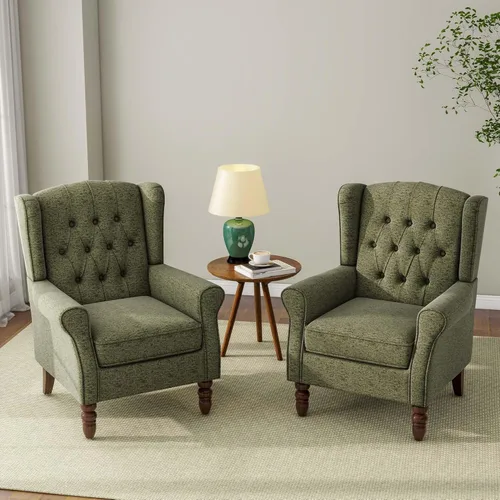 Miniatura 49 de Silla decorativa, sillón tapizado con respaldo alto con esponja de alta resistencia y patas de madera, sillas individuales modernas y cómodas de Un