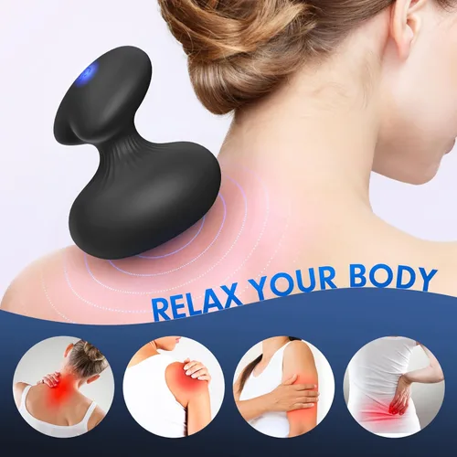 Miniatura 7 de Bola de masaje totalmente impermeable, masajeador de cuello portátil de mano, herramienta de masaje muscular recargable multifuncional (negro)