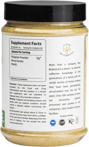 Miniatura 3 de bixa BOTANICAL Polapola en polvo/Aerva lanata - Suplemento herbario natural ayurvédico puro auténtico de calidad prémium para limpiar el hígado