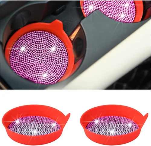 Miniatura 10 de zipelo Portavasos para automóvil con brillantes, paquete de 4 unidades, universal, para vehículo, antideslizante, portavasos con inserción, silicona