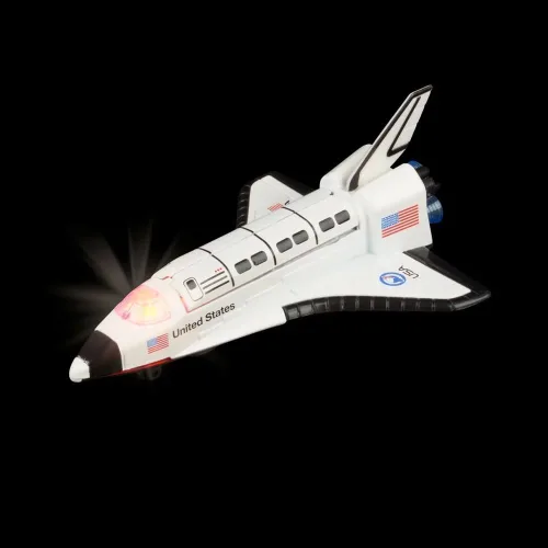 Miniatura 6 de Transbordador espacial fundido a troquel (6 pulgadas) con luces, sonido y movimiento de retroceso (paquete de 1) funciona con pilas, nave espacial
