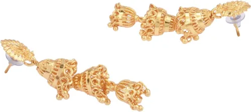 Miniatura 5 de Efulgenz Gold Tone Multilayered Jhumka Jhumki Indian Earrings for Women Dangle Earrings Gold Tone Indian Jewelry Indian Bridal Jewelry for Wedding