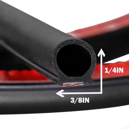 Miniatura 2 de Burlete de Goma Resistente en Forma de D de 3/8"×1/4" Sello de Goma Hueco con Bulbo Tira de Junta de Puerta (Autoadhesivo) para Automóvil Camión RV