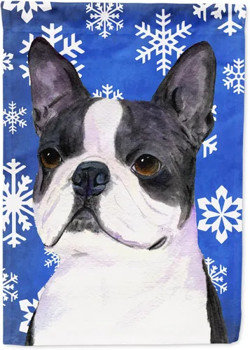 Miniatura 93 de Caroline's Treasures SC9374GF Bulldog English Snow flakes Holiday Garden Flag Buzón Bandera decorativa para patio exterior, patio, obras de arte