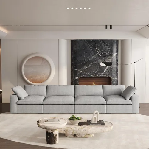 Miniatura 14 de Cloud - Sofá modular convertible de 80.3 pulgadas en forma de L para sala de estar con otomana de almacenamiento, sofás profundos minimalistas