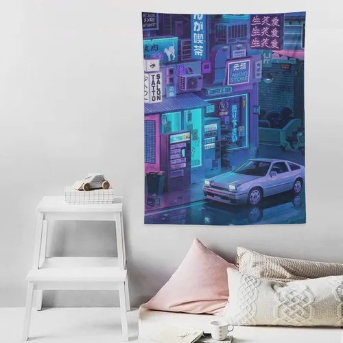 Miniatura 8 de josnmre Jdm Car Ae86 Tokyo Street Neno - Tapiz de pared para dormitorio, arte estético, decoración del hogar, dormitorio, aula, sala de estar, 30 x