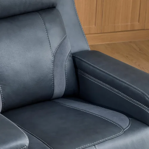 Miniatura 5 de Watson & Whitely Sillas reclinables eléctricas de cuero genuino para adultos, sillón reclinable completamente plano con apoyacabeza eléctrico y Azul