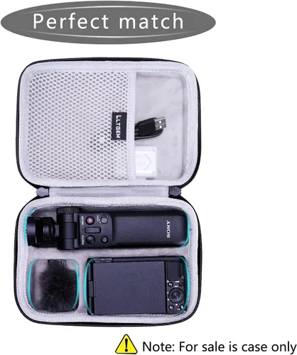 Miniatura 9 de L LTGEM Funda para cámara compatible con Sony ZV-1F / ZV-1 / ZV-1 II Vlog Cámara Digital, trípode, micrófono y kit de accesorios Vlogger, Negro+Gris