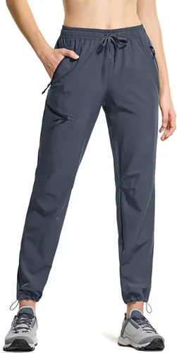 Miniatura 9 de CQR Pantalones de senderismo para mujer, pantalones cargo elásticos ligeros con bolsillos con cremallera, pantalones deportivos resistentes al agua