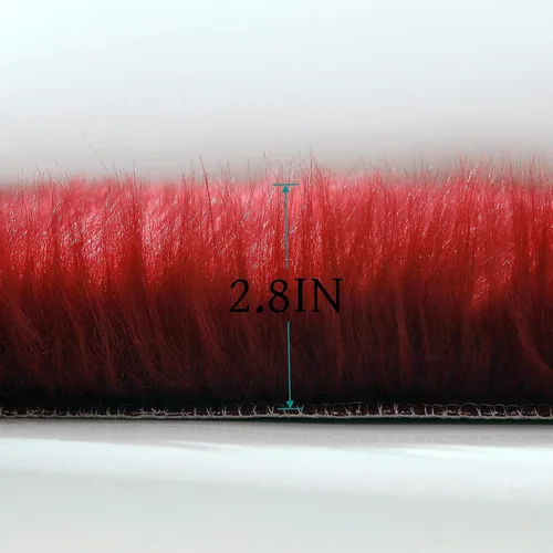 Miniatura 4 de linmopm Alfombra de piel sintética de piel de oveja, mullida y esponjosa, color rojo, de 3 x 4 pies, para dormitorio, mesita de noche, cama, sala