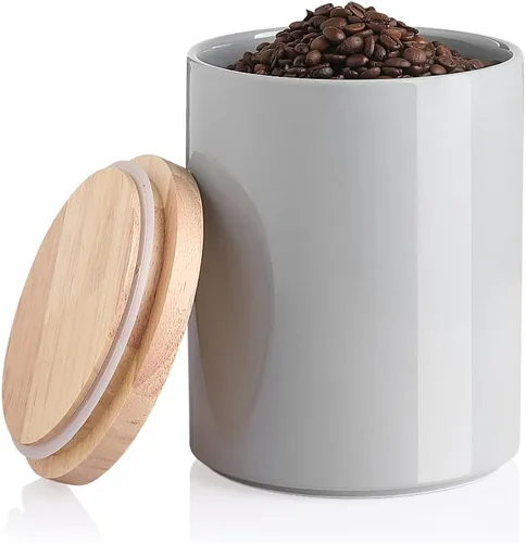 Miniatura 20 de Sweejar Kitchen Canisters - Tarro de cerámica para almacenamiento de alimentos, recipientes apilables con sello hermético y tapa de madera