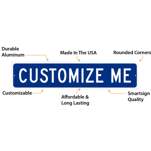 Miniatura 6 de SmartSign Letrero de calle azul personalizado, 4 x 18 pulgadas, aluminio, opción reflectante, personaliza tu propio letrero de calle, letrero