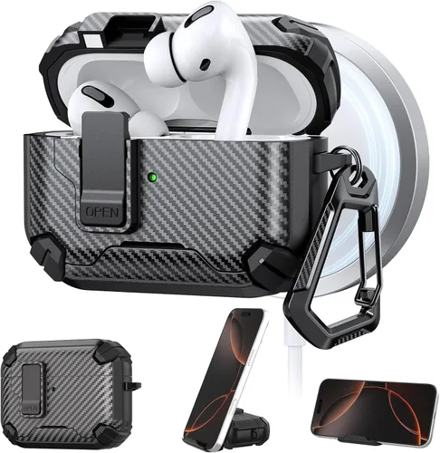 Miniatura 19 de Maxjoy Funda protectora para AirPods 4 2024, funda protectora para AirPods de 4ª generación con bloqueo automático, compatible con MagSafe, Verde