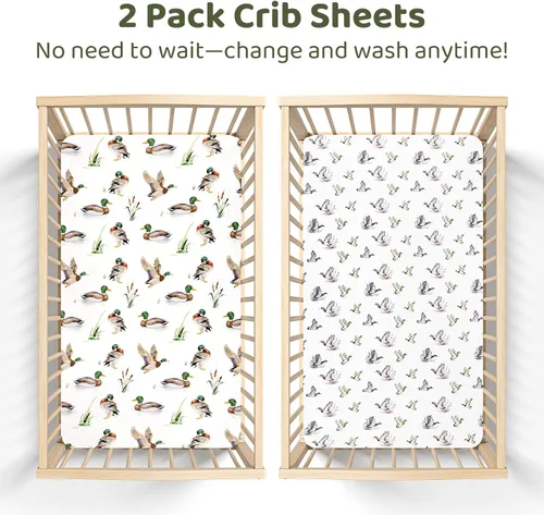 Miniatura 5 de Baby Crib Sheets for Boys 2 Pack, Toddler Bed Sheets Neutral, Extra Breathable, Soft, Stretchy Microfiber, 28"x 52" Fitted Sheet for Standard Crib &