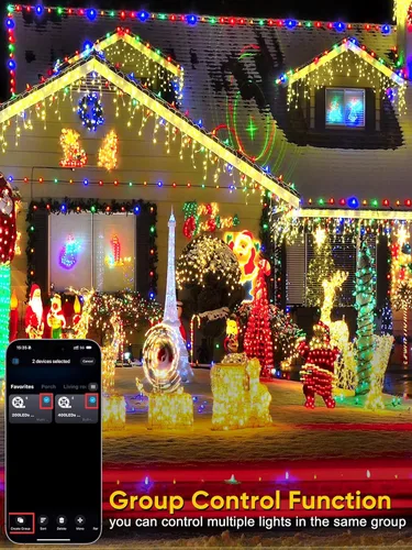 Miniatura 9 de Guhope - Luces de Navidad inteligentes que cambian de color, 400 focos LED RGB de 132 pies, luces de cadena de Navidad con aplicación y control