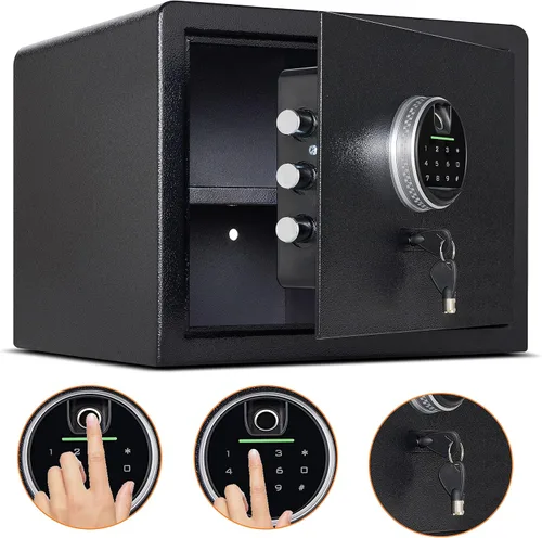 Miniatura 10 de Caja fuerte ignífuga para el hogar de 1.0 pies cúbicos con bolsa de documentos ignífuga, caja fuerte de seguridad digital con estante extraíble