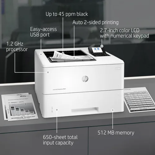 Miniatura 2 de HP LaserJet Enterprise M507dn Impresora monocromática con Ethernet integrado e impresión de 2 caras (1PV87A)