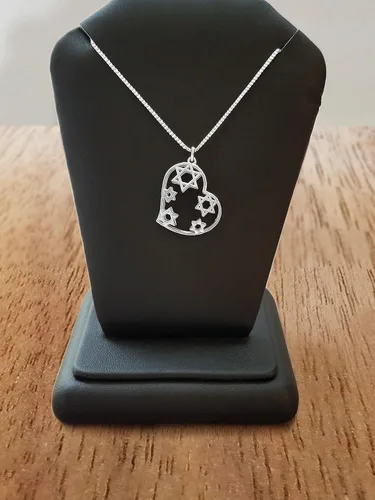 Miniatura 6 de Alef Bet by Paula Collar de estrella de David, colgante de corazón de plata de ley, regalo de joyería judía para mujer