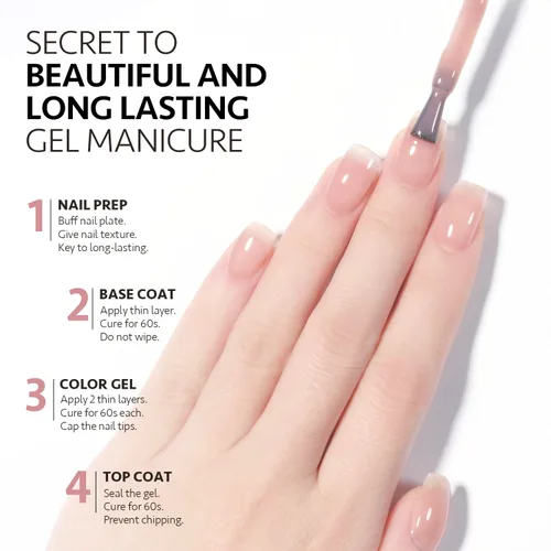 Miniatura 5 de GAOY Esmalte de uñas de gel rosa nude, 16ml, esmalte de uñas de gel rosa pálido translúcido, para quitar con remojo, con luz UV para arte de uñas