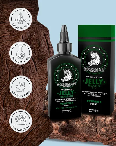 Miniatura 5 de Bossman Paquete de aceite de gelatina para barba para hombre, paquete de 2, 8 onzas (Royal Oud + Vetiver X Scents), suaviza, hidrata y acondiciona
