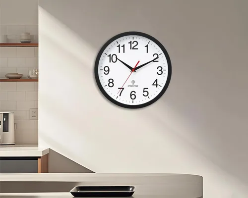 Miniatura 6 de Rohioue Reloj de Pared Atómico, Relojes de Pared Modernos de 10 Pulgadas Operados con Batería, Reloj Analógico para Sala de Estar, Oficina, Hogar