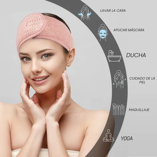 Miniatura 4 de Whaline Paquete de 4 diademas faciales de spa, bandas ajustables para el cabello, toalla suave para lavado facial, ducha, deportes, yoga