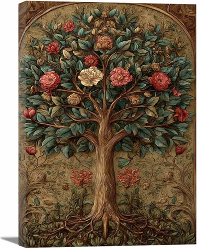 Miniatura 20 de VOCBAN Tree of Life Wall Art The Picture Artwork Canvas Prints Tree Pictures Poster Retro Artwork for Bedroom Living Room Home Decoration(blue blue