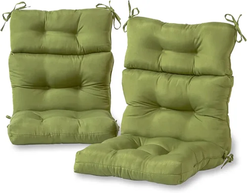Miniatura 53 de Cojines para silla de respaldo alto para exteriores, diseño de asiento y respaldo con bisagras de una pieza, reversibles con 4 lazos, tela