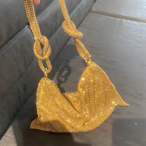 Miniatura 5 de Bolso de noche brillante con diamantes de imitación para mujer, bolso de mano plateado, bolso Hobo para fiesta, baile de graduación, boda