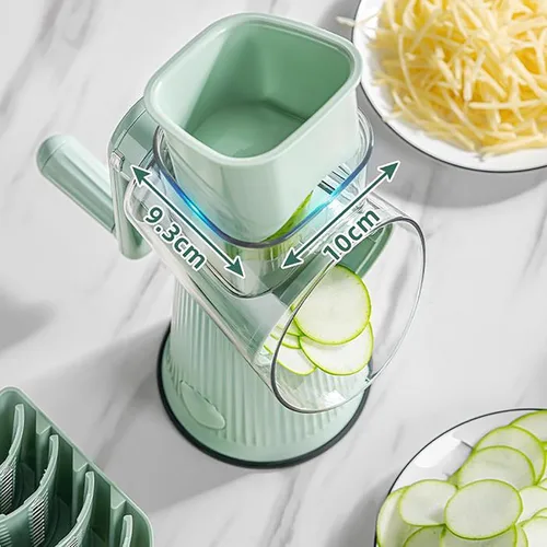 Miniatura 8 de Rallador de queso giratorio 5 en 1 para cocina, trituradora de zanahorias, trituradoras de alimentos con 5 juegos de cuchillas intercambiables