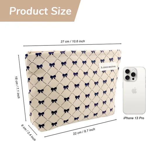 Miniatura 6 de Bolsa de maquillaje estética grande, bolsas de cosméticos florales para mujeres y niñas, organizador de maquillaje de lona con cremallera, bolsa