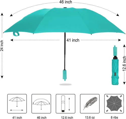 Miniatura 35 de LANBRELLA Paraguas plegable inverso compacto paraguas de viaje a prueba de viento automático