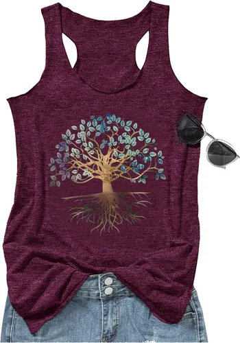 Camiseta sin mangas para mujer con estampado vintage de mandala, holgada, cuello redondo, espalda cruzada, estilo casual, corte clásico, veraniega,