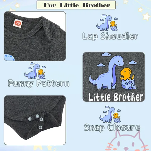 Miniatura 4 de Funnycokid Conjunto de camisetas a juego para hermano mayor, hermano pequeño, ropa de regalo para bebé