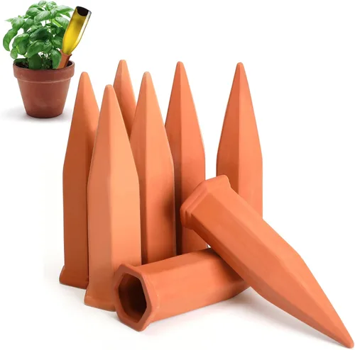 Miniatura 10 de Jovitec 6 estacas de riego de plantas de terracota, picos de riego automático para plantas de interior y exterior, hogar y oficina (multicolor)