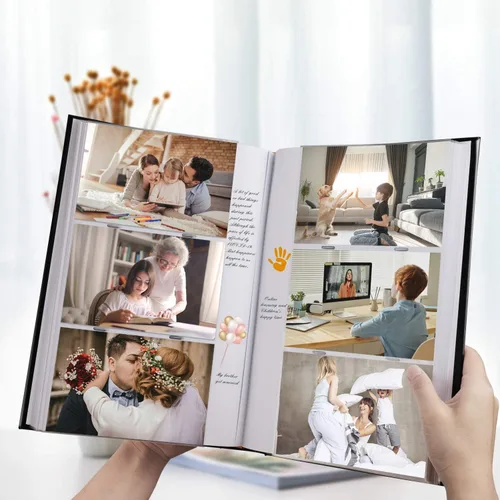 Miniatura 7 de 1DOT2 Álbum de fotos de 4 x 6 pulgadas con capacidad para 402 bolsillos con bolsillos deslizantes, libro de fotos, cubierta de cuero, con espacio